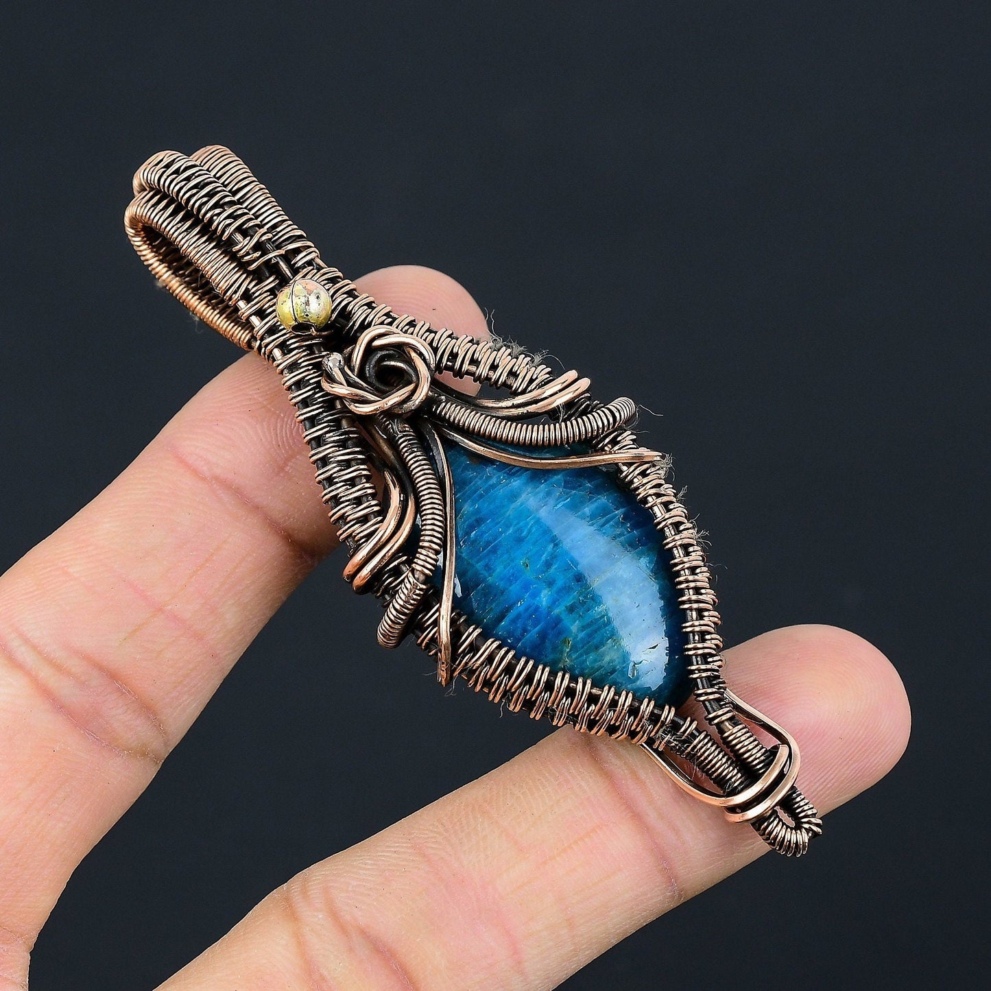 Neon Blue Apatite Gemstone Pendant