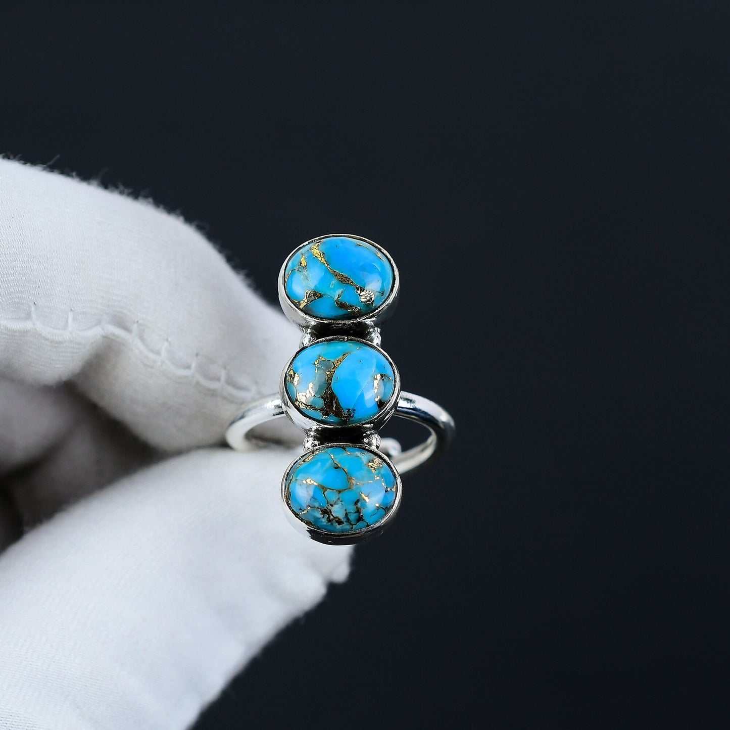 Blue Copper Turquoise Gemstone Ring