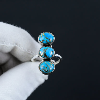 Blue Copper Turquoise Gemstone Ring