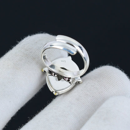 Rainbow Moonstone Teardrop Ring