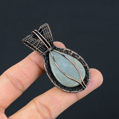 Blue Aquamarine Moonstone Gemstone Pendant