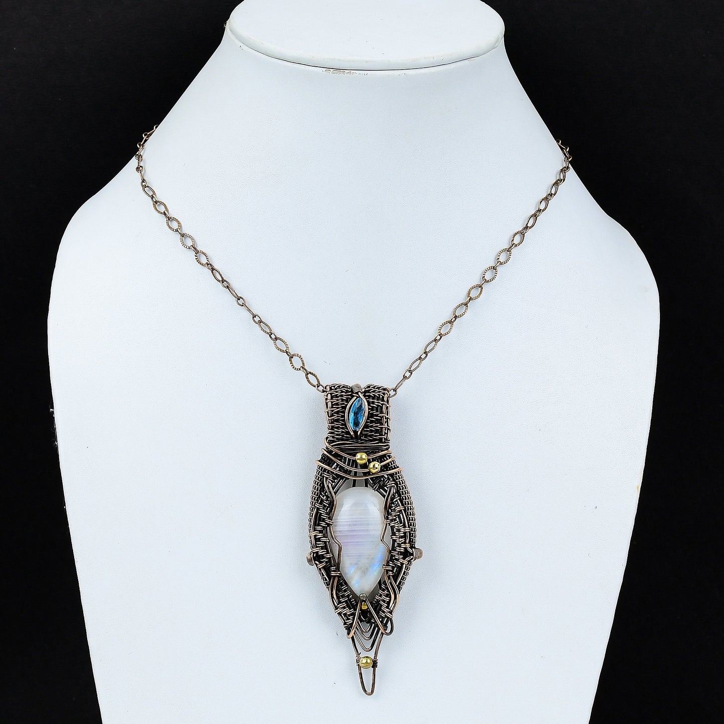 Blue Rainbow Moonstone Gemstone Pendant