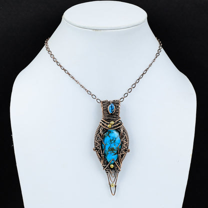 Turquoise Gemstone Wire Wrapped Pendant