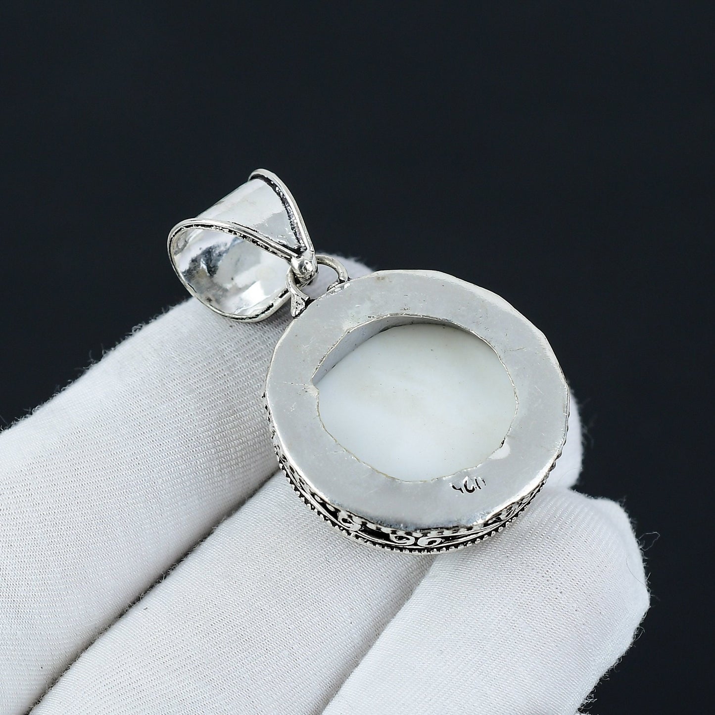 White Sterling Silver Evil Eye Pendant