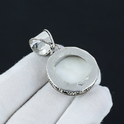 White Sterling Silver Evil Eye Pendant