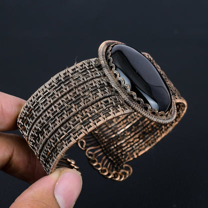 Black Onyx Gemstone Cuff Bracelet