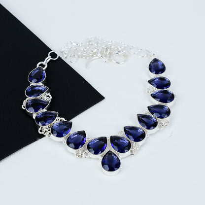 Blue Tanzanite Gemstone Silver Necklace
