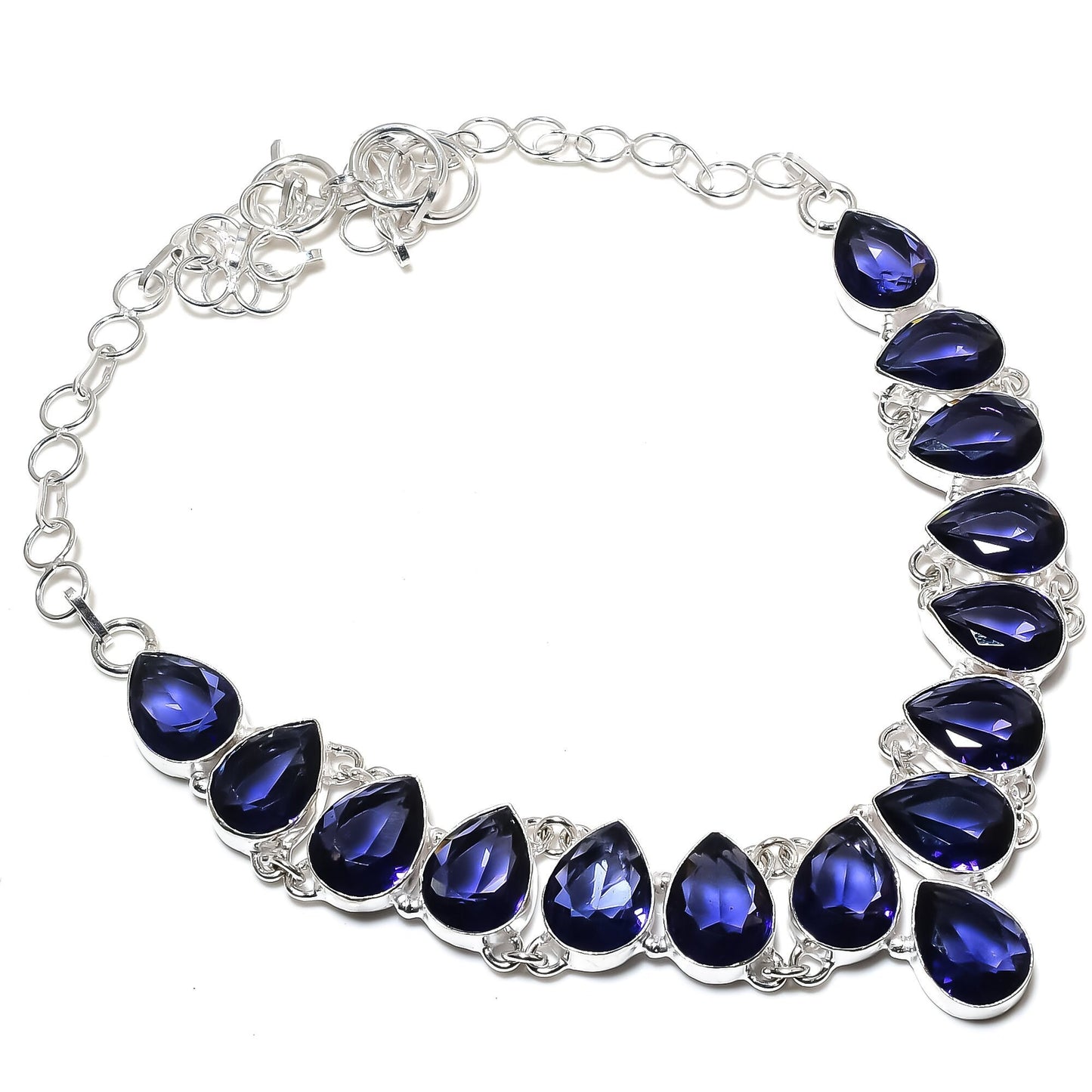 Blue Tanzanite Gemstone Silver Necklace