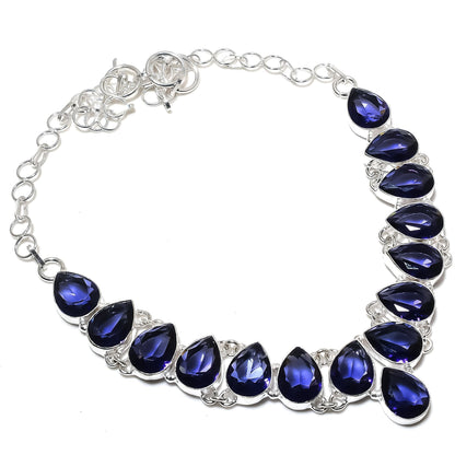 Blue Tanzanite Gemstone Silver Necklace