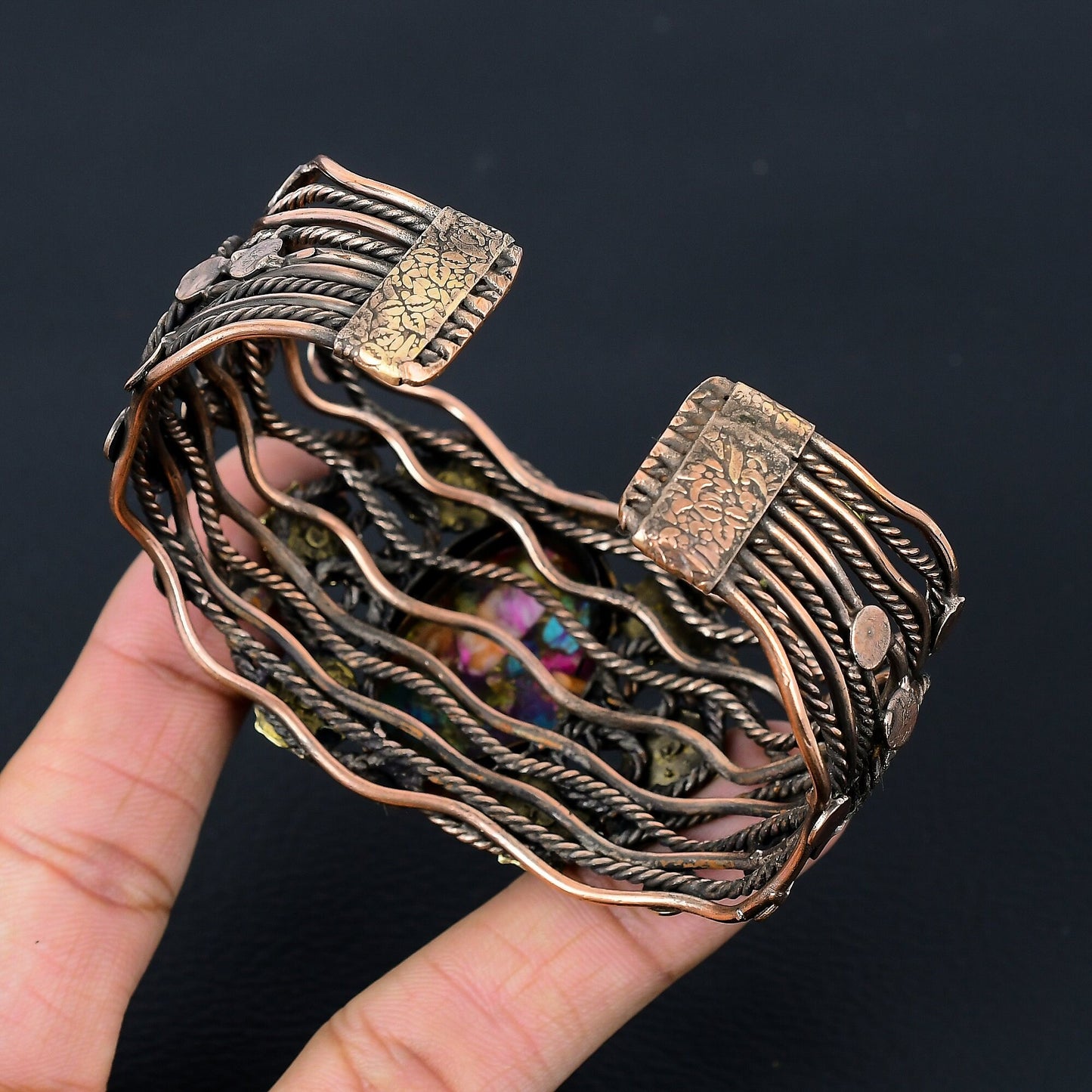 Pink Turquoise Gemstone Cuff Bracelet