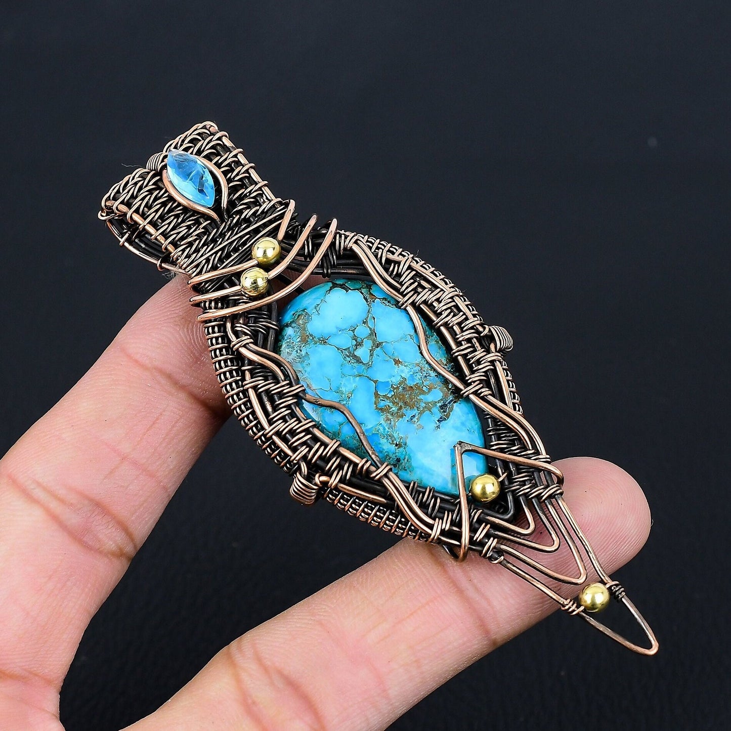 Turquoise Gemstone Wire Wrapped Pendant