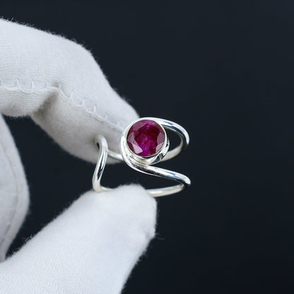 Red Ruby Gemstone Sterling Silver Ring