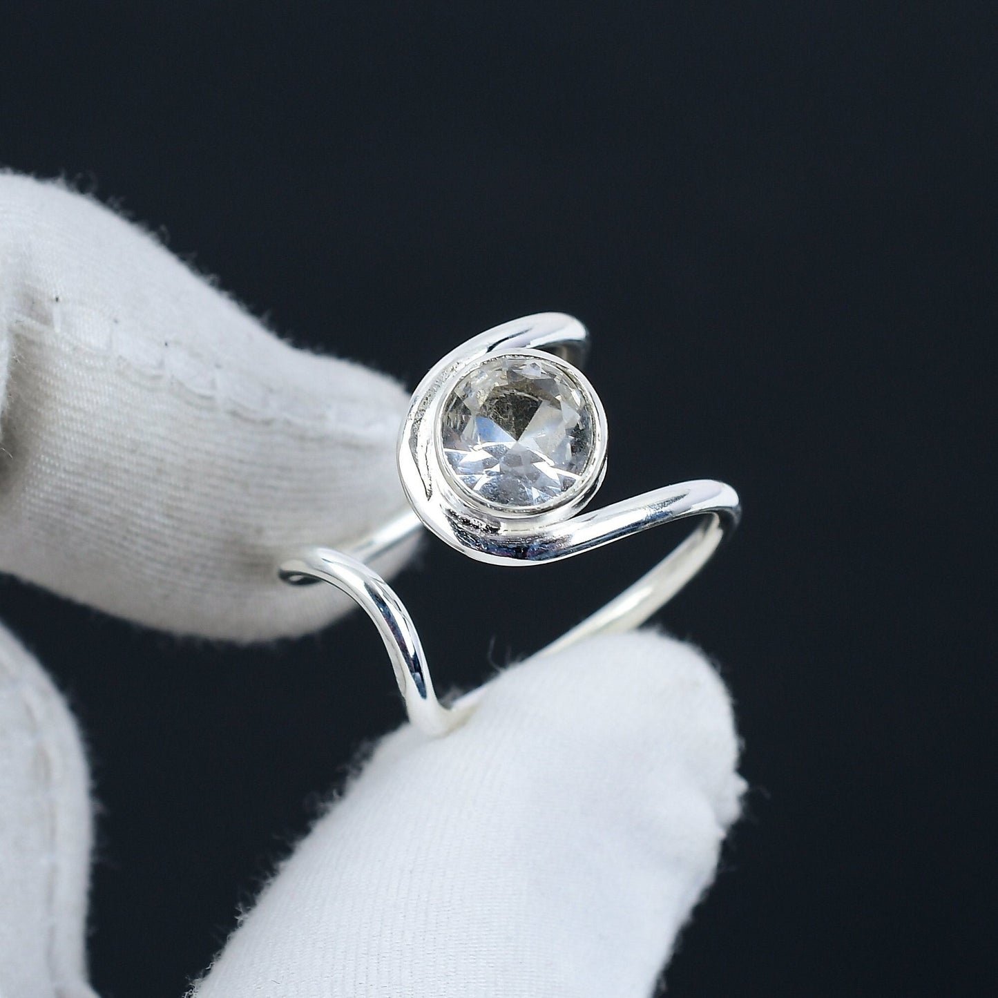 White Topaz Gemstone Ring