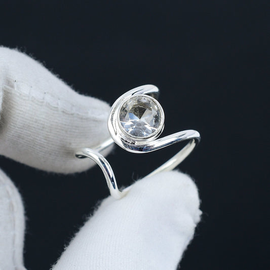 White Topaz Gemstone Ring