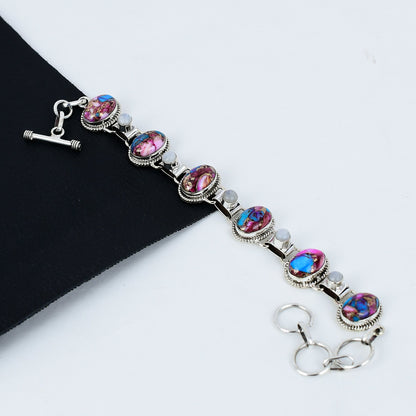 Blue Turquoise Moonstone Gemstone Bracelet