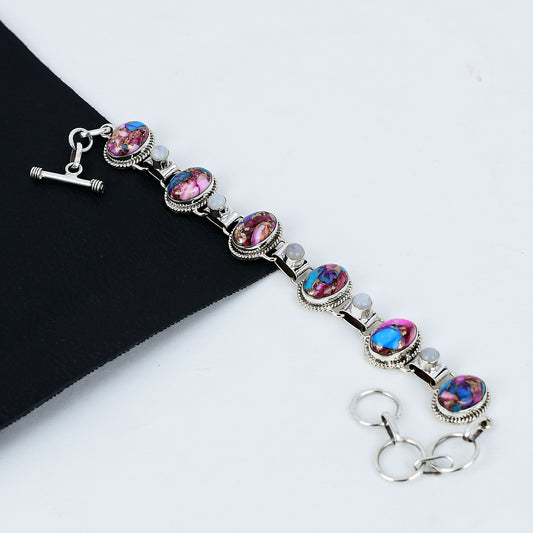 Blue Turquoise Moonstone Gemstone Bracelet