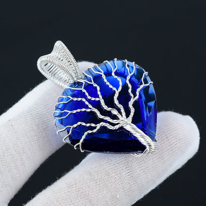 Blue Sapphire Gemstone Tree of Life Pendant