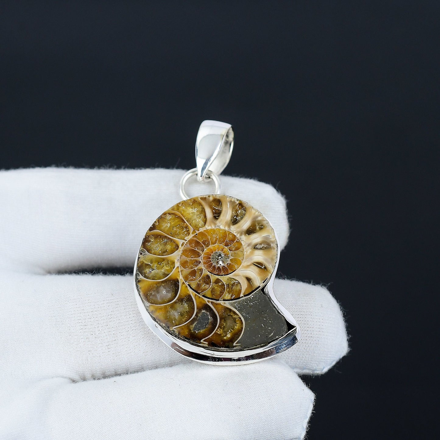 Brown Ammonite Gemstone Pendant