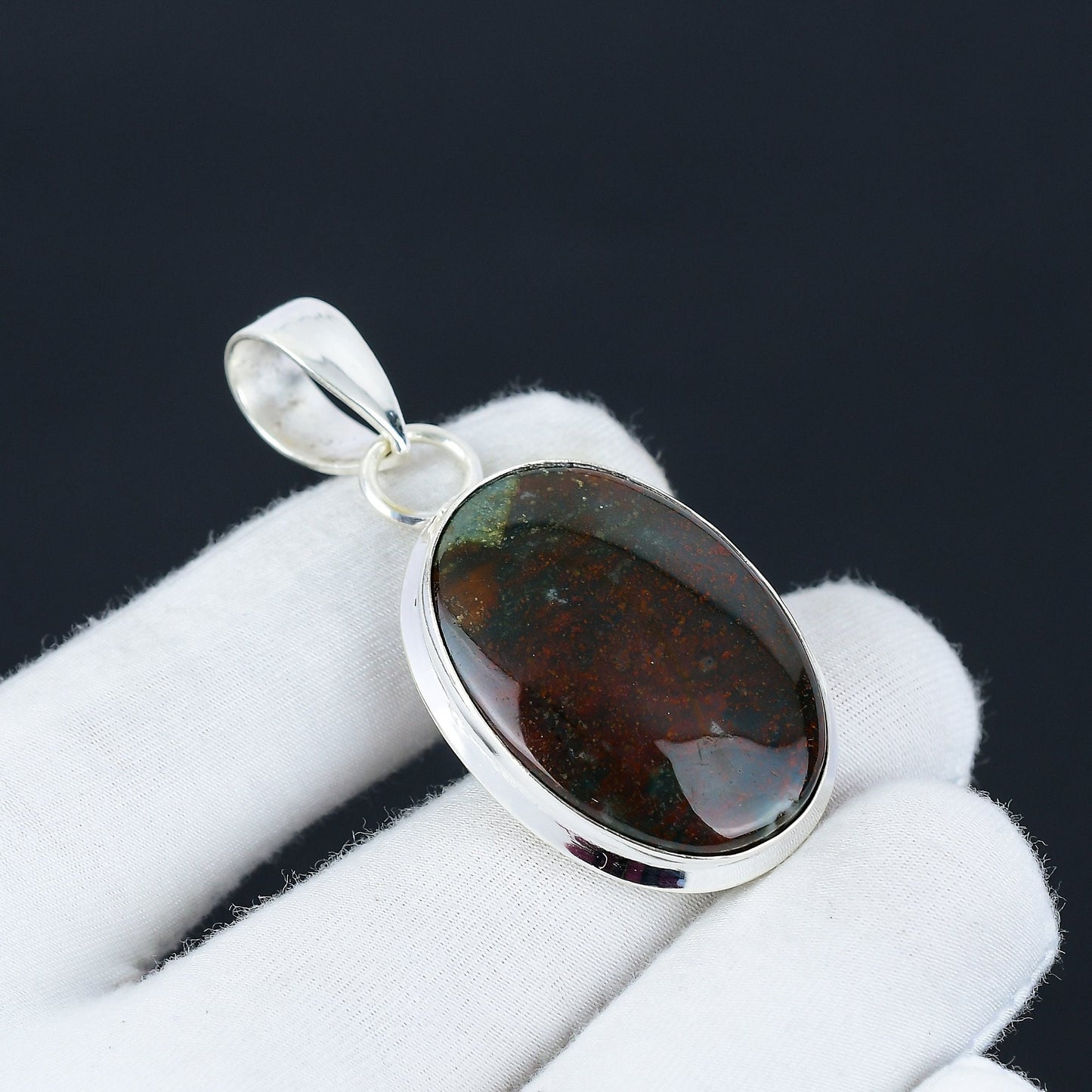 Green Bloodstone Gemstone Pendant