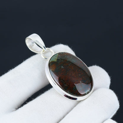 Green Bloodstone Gemstone Pendant