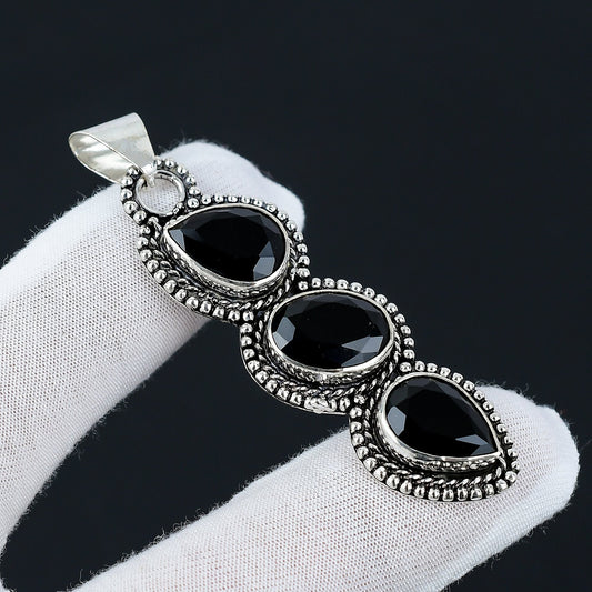Black Spinel Sterling Silver Pendant