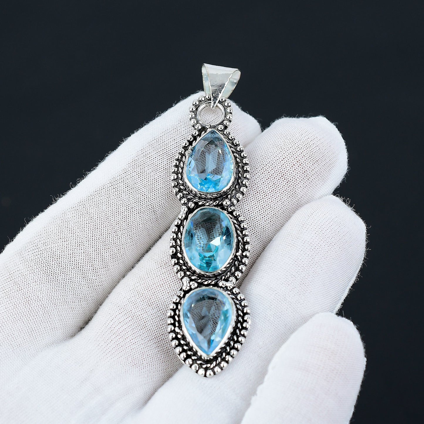 Aquamarine Sterling Silver Pendant