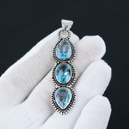 Aquamarine Sterling Silver Pendant