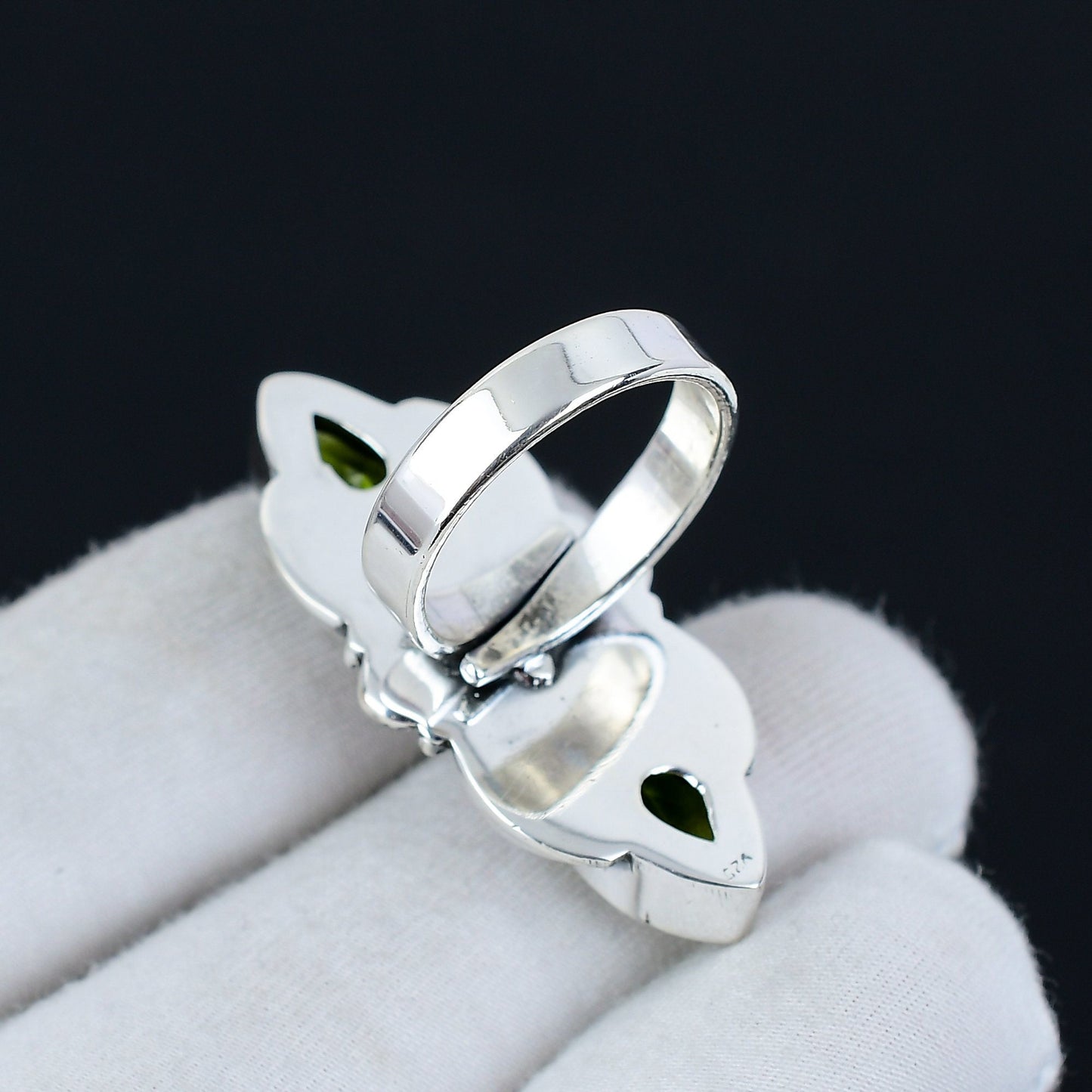 Green Peridot Sterling Silver Ring