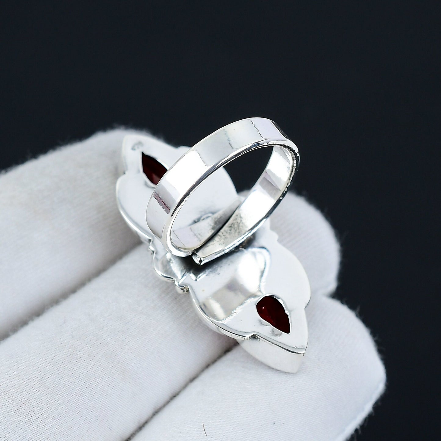 Red Garnet Gemstone Sterling Silver Ring