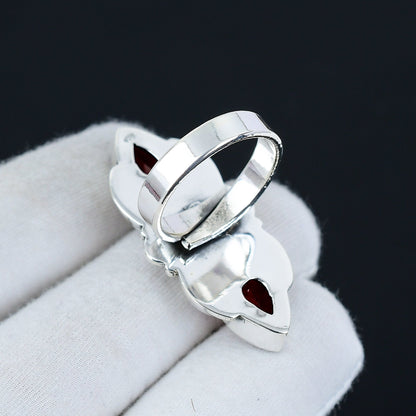 Red Garnet Gemstone Sterling Silver Ring