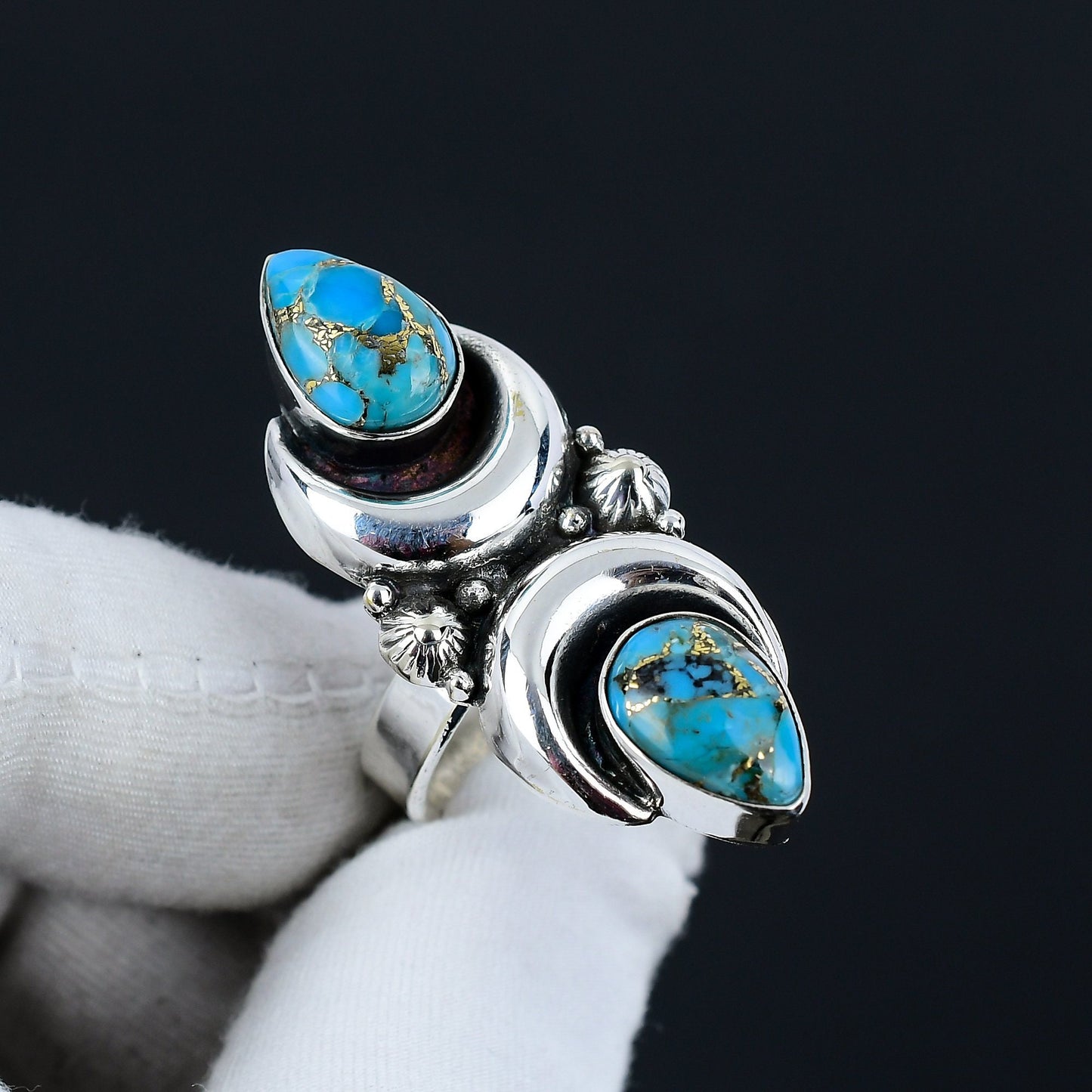 Blue Copper Turquoise Gemstone Ring