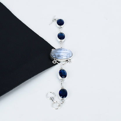Black Dendrite Opal & Blue Sapphire Bracelet