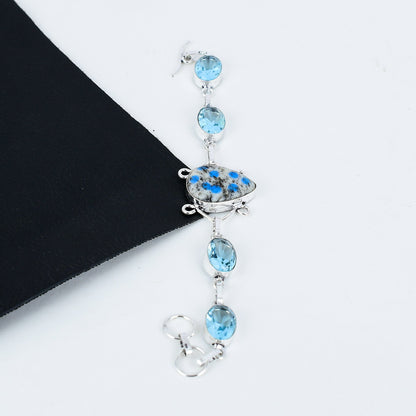 Blue Topaz & K2 Azurite Sterling Silver Bracelet