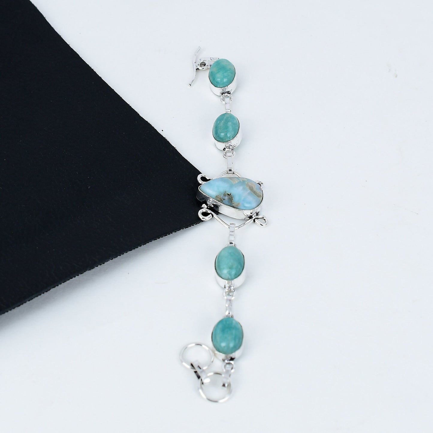Blue Larimar Green Amazonite Gemstone Bracelet