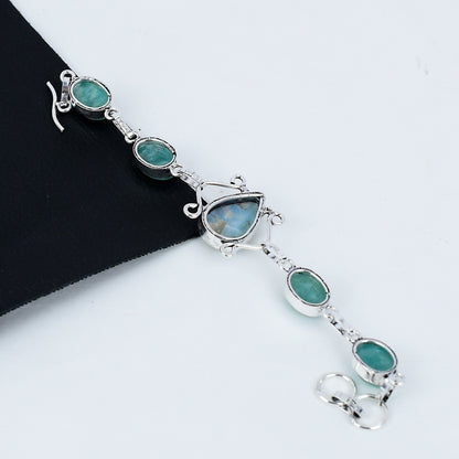 Blue Larimar Green Amazonite Gemstone Bracelet