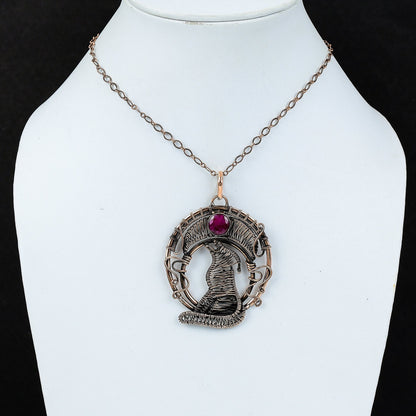 Red Ruby Gemstone Wolf Pendant