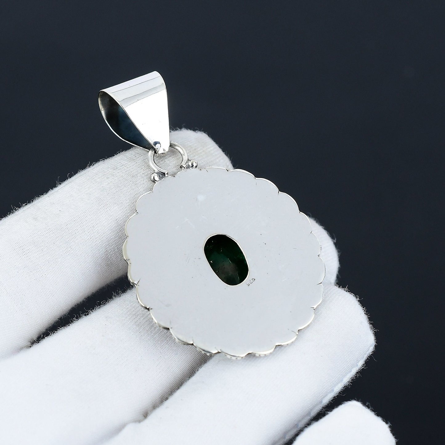 Emerald Silver Gemstone Pendant