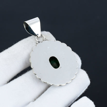 Emerald Silver Gemstone Pendant