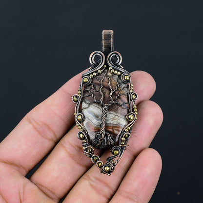 Multicolor Crazy Lace Agate Gemstone Pendant