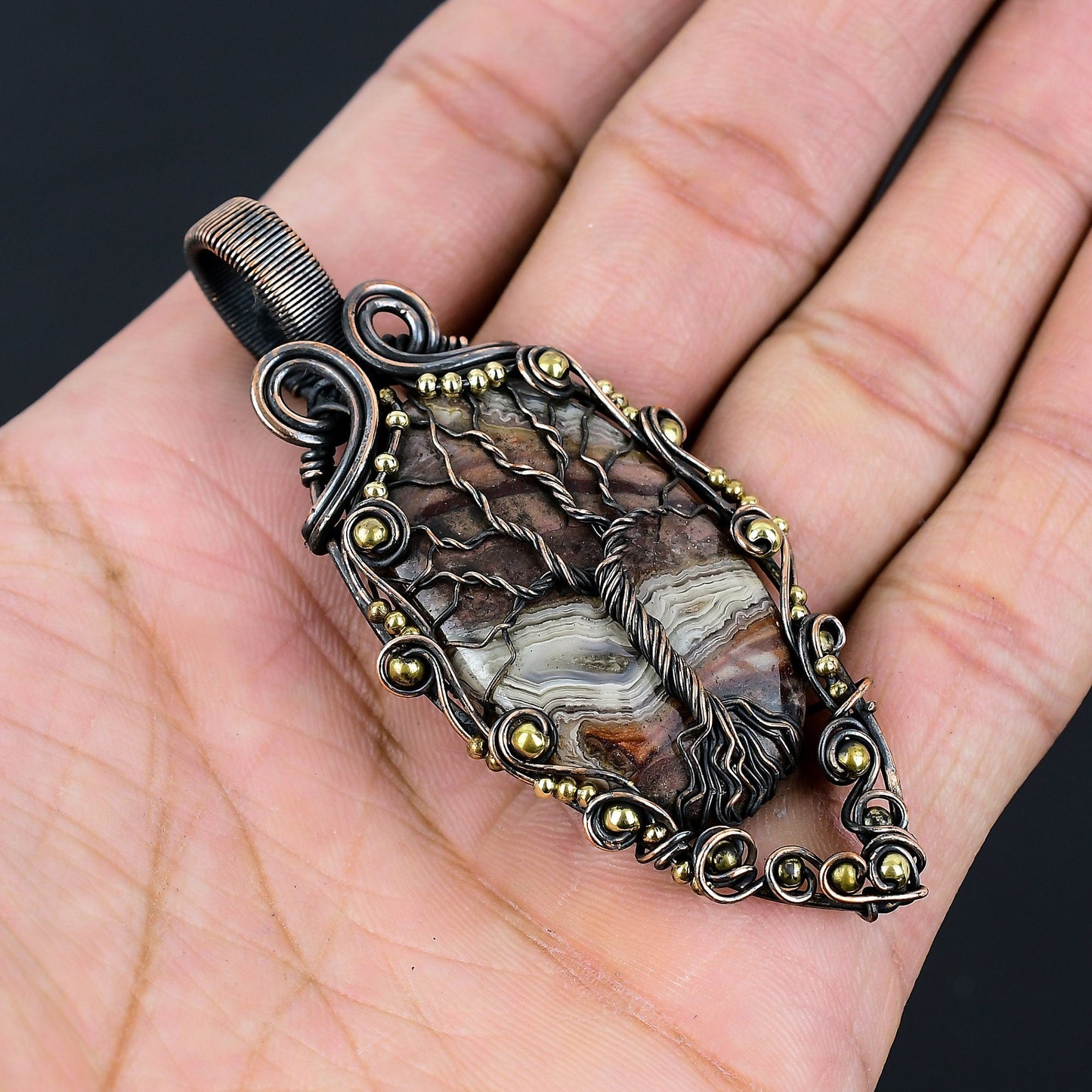 Multicolor Crazy Lace Agate Gemstone Pendant