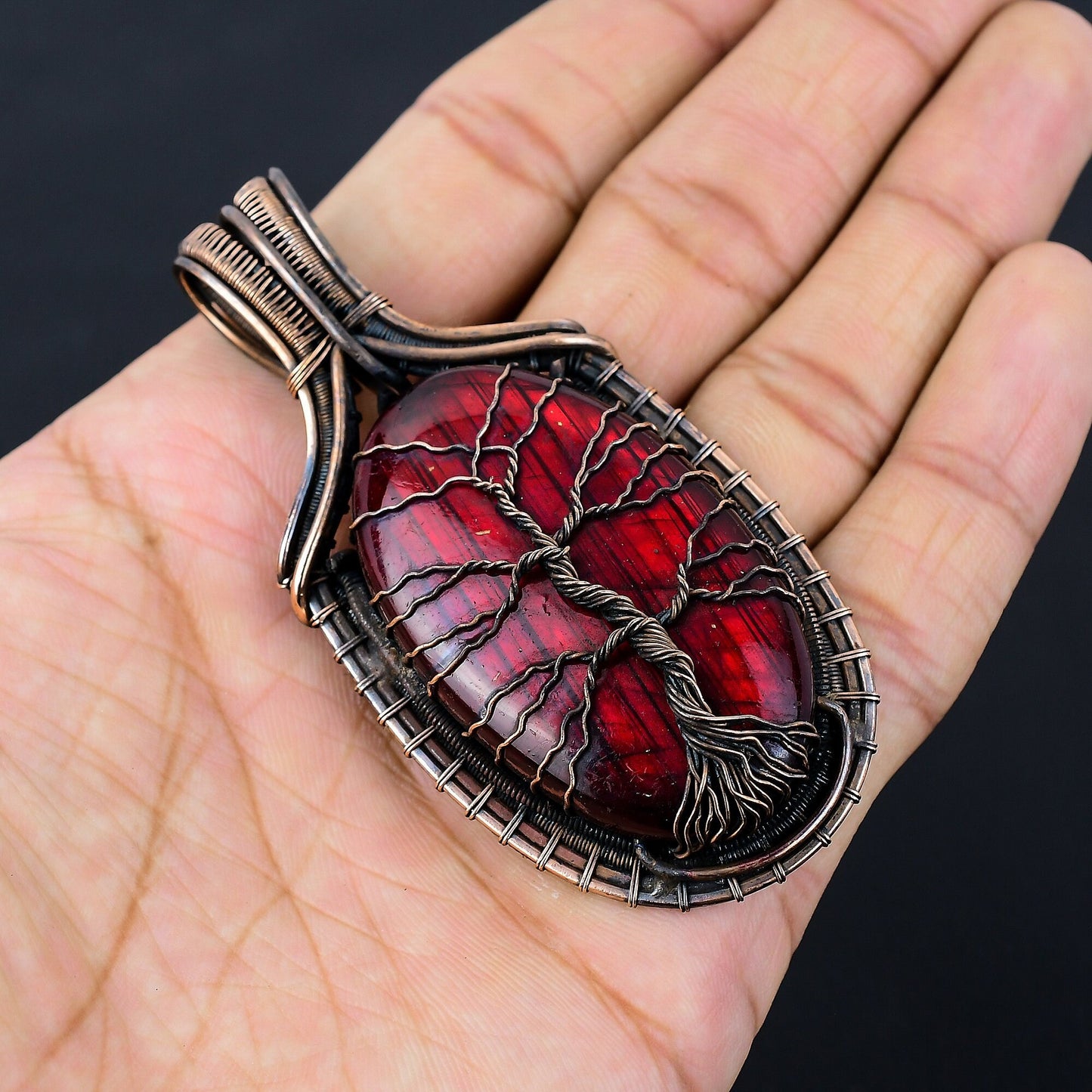 Red Flash Labradorite Gemstone Pendant