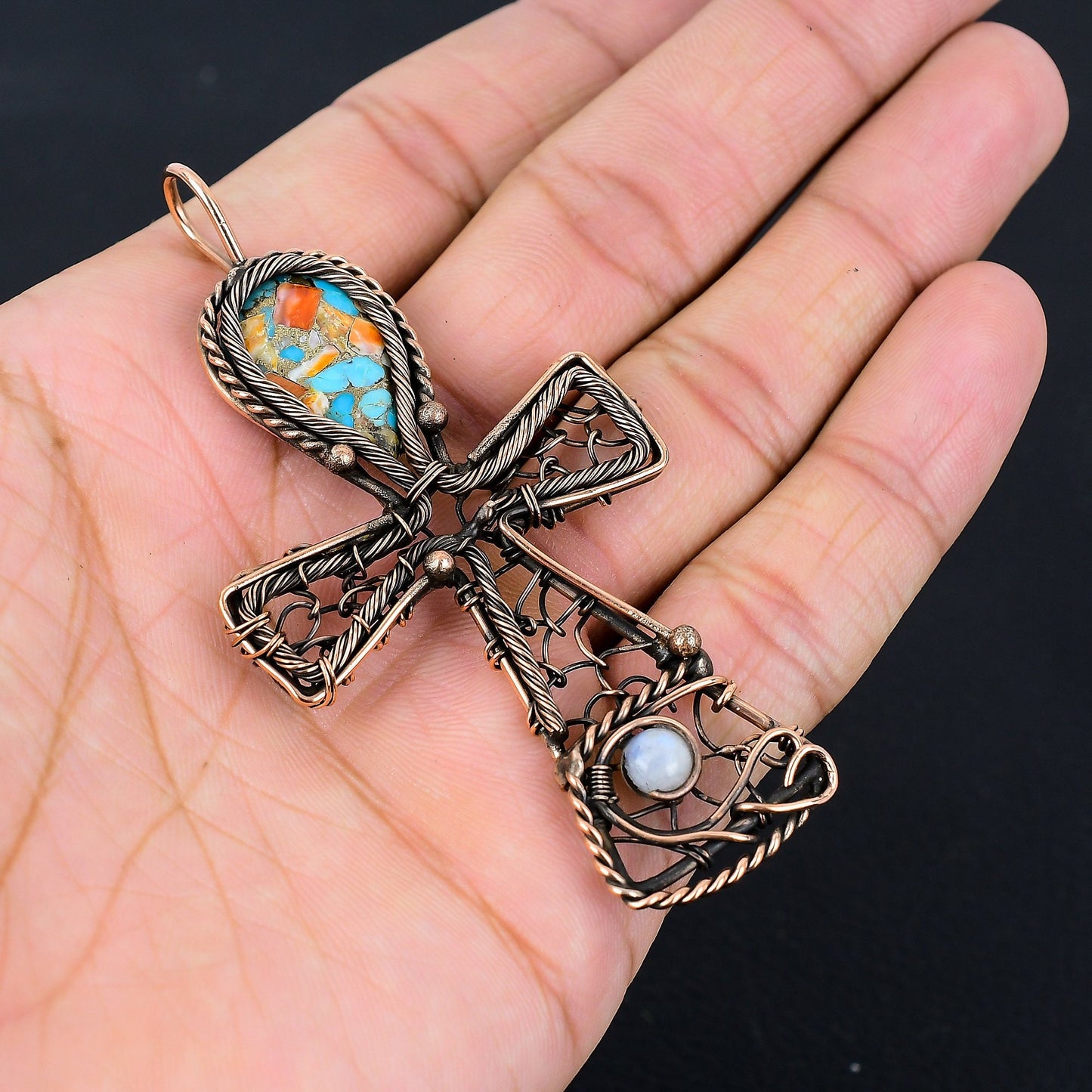 Turquoise Gemstone Ankh Pendant