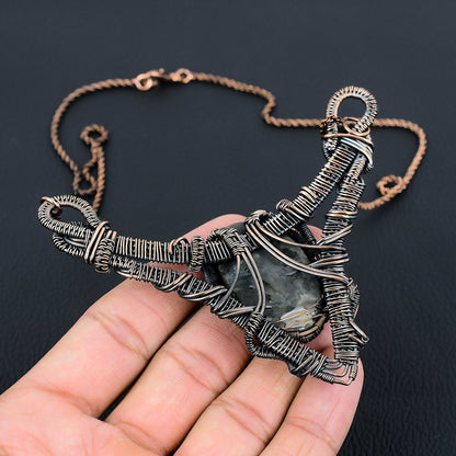 Grey Larvikite Gemstone Pendant Necklace