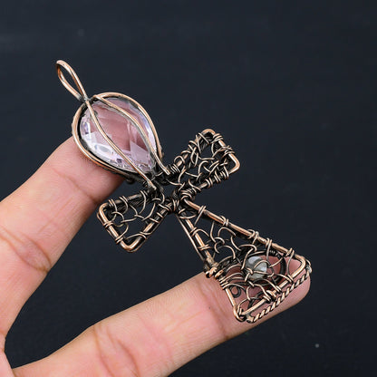 Pink Kunzite Gemstone Ankh Pendant