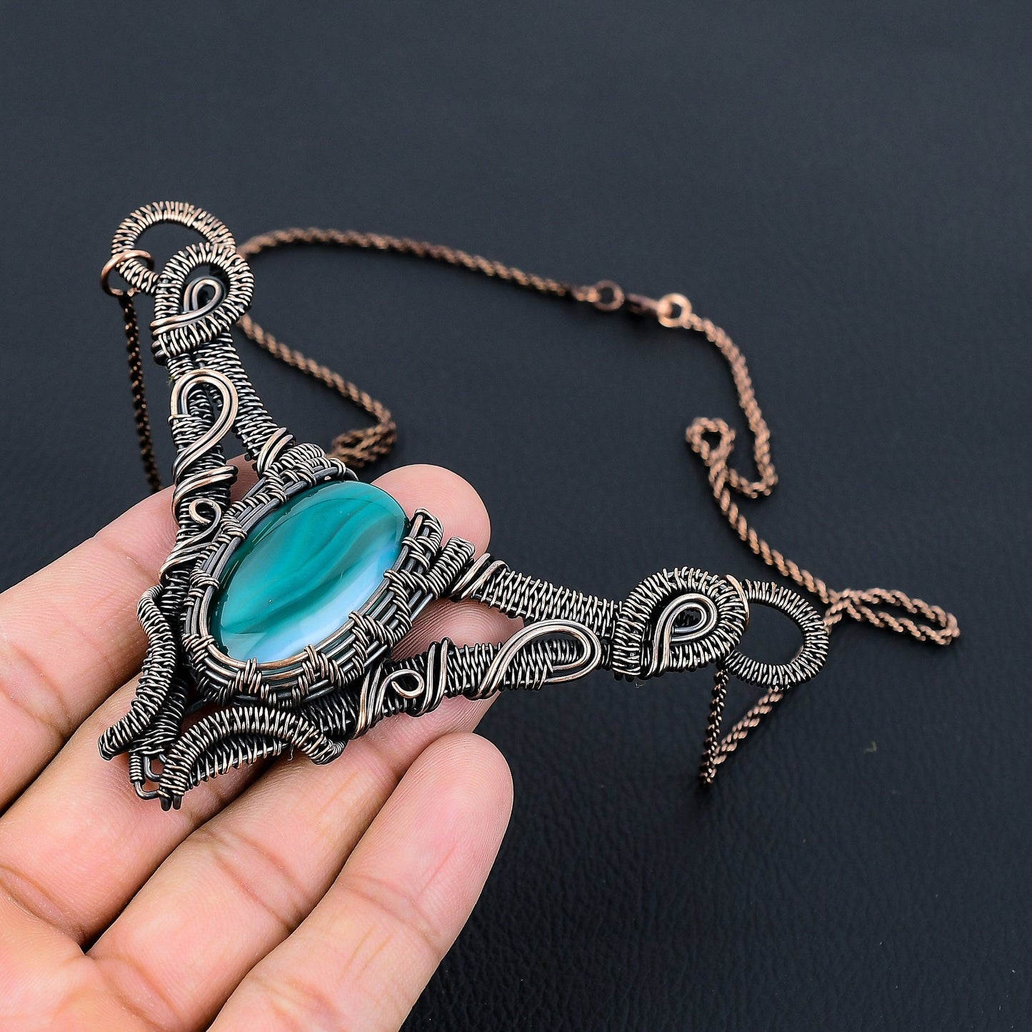 Blue Botswana Agate Gemstone Necklace