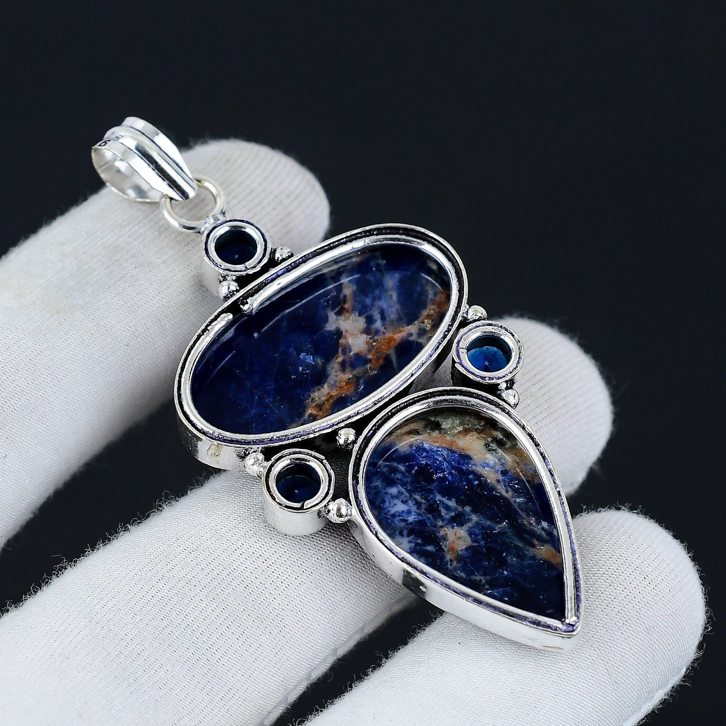 Blue Sodalite & London Blue Topaz Gemstone Pendant