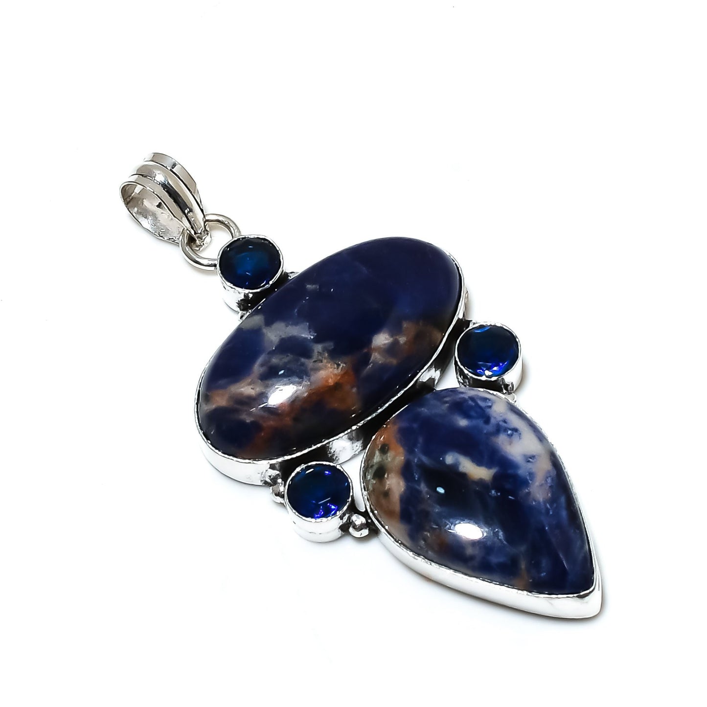 Blue Sodalite & London Blue Topaz Gemstone Pendant