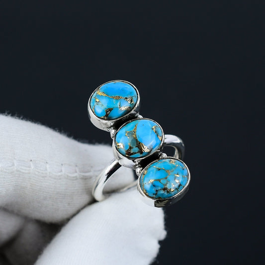 Blue Copper Turquoise Gemstone Ring