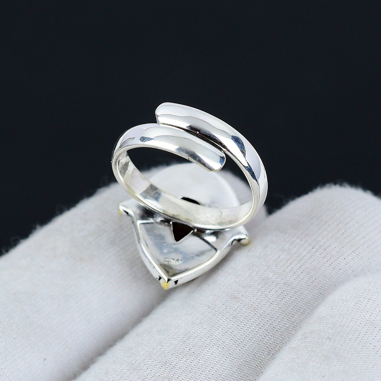 White Mother of Pearl Gemstone Teardrop Ring