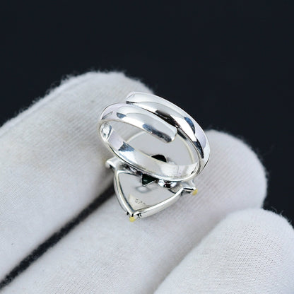 Green Emerald Gemstone Teardrop Ring